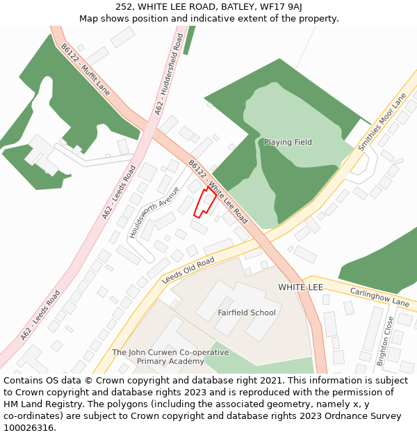 252, WHITE LEE ROAD, BATLEY, WF17 9AJ: Location map and indicative extent of plot