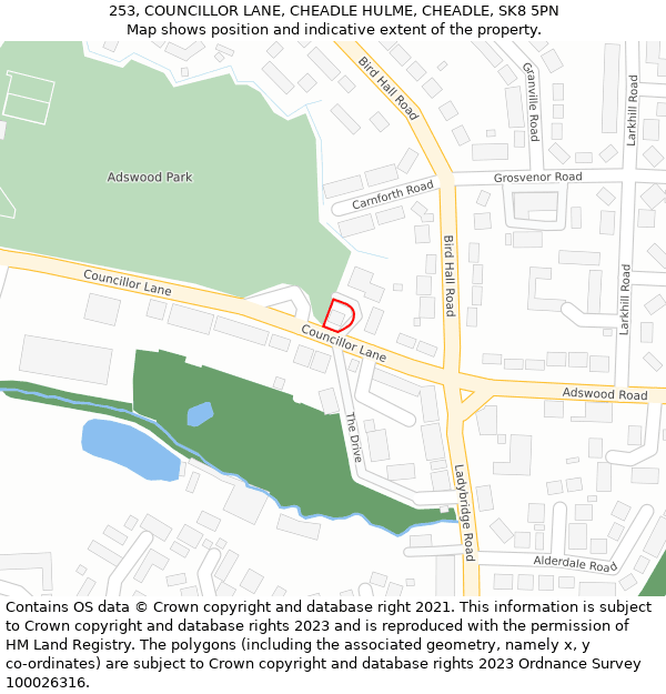 253, COUNCILLOR LANE, CHEADLE HULME, CHEADLE, SK8 5PN: Location map and indicative extent of plot