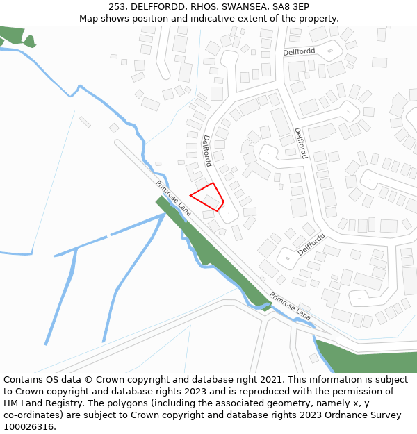 253, DELFFORDD, RHOS, SWANSEA, SA8 3EP: Location map and indicative extent of plot
