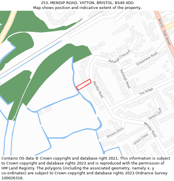 253, MENDIP ROAD, YATTON, BRISTOL, BS49 4DG: Location map and indicative extent of plot