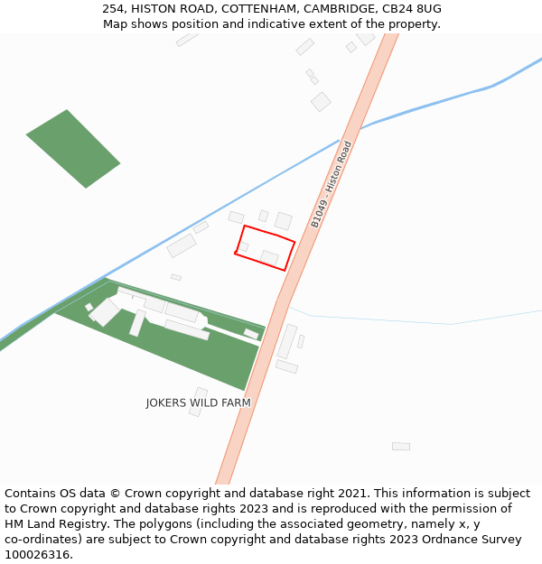 254, HISTON ROAD, COTTENHAM, CAMBRIDGE, CB24 8UG: Location map and indicative extent of plot