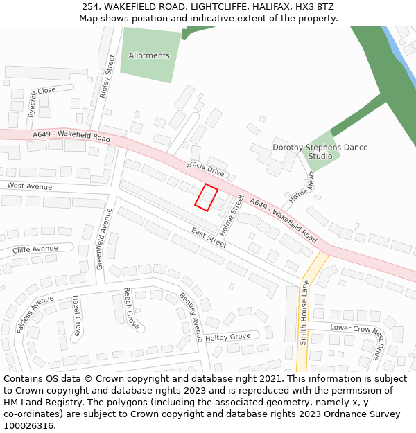 254, WAKEFIELD ROAD, LIGHTCLIFFE, HALIFAX, HX3 8TZ: Location map and indicative extent of plot