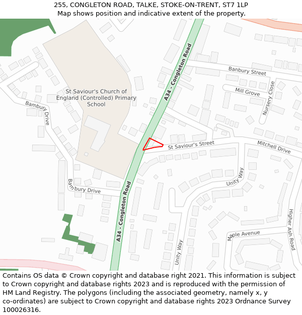 255, CONGLETON ROAD, TALKE, STOKE-ON-TRENT, ST7 1LP: Location map and indicative extent of plot