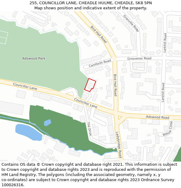 255, COUNCILLOR LANE, CHEADLE HULME, CHEADLE, SK8 5PN: Location map and indicative extent of plot