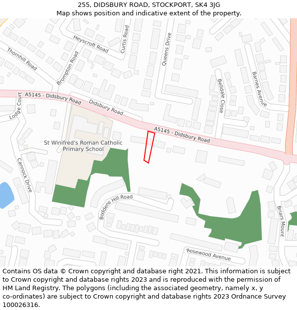255, DIDSBURY ROAD, STOCKPORT, SK4 3JG: Location map and indicative extent of plot