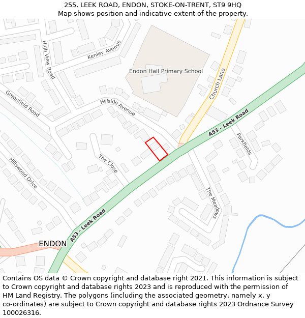 255, LEEK ROAD, ENDON, STOKE-ON-TRENT, ST9 9HQ: Location map and indicative extent of plot