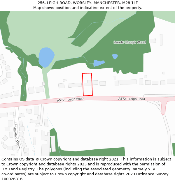 256, LEIGH ROAD, WORSLEY, MANCHESTER, M28 1LF: Location map and indicative extent of plot