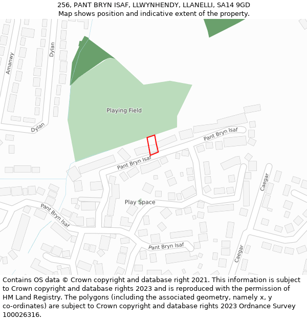 256, PANT BRYN ISAF, LLWYNHENDY, LLANELLI, SA14 9GD: Location map and indicative extent of plot