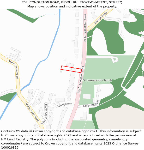 257, CONGLETON ROAD, BIDDULPH, STOKE-ON-TRENT, ST8 7RQ: Location map and indicative extent of plot