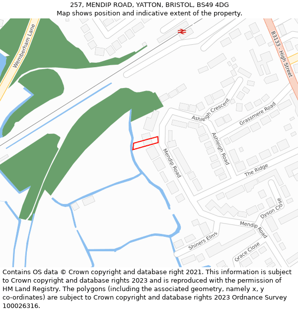257, MENDIP ROAD, YATTON, BRISTOL, BS49 4DG: Location map and indicative extent of plot