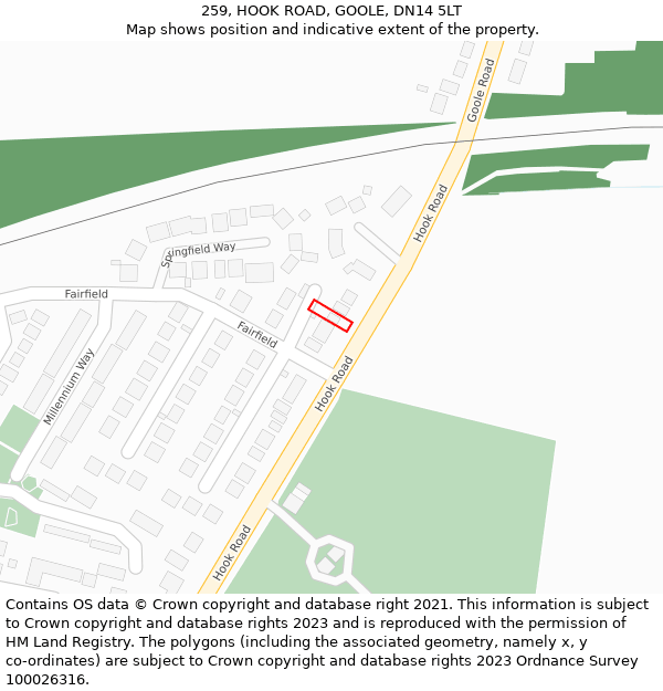 259, HOOK ROAD, GOOLE, DN14 5LT: Location map and indicative extent of plot