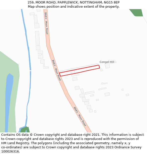 259, MOOR ROAD, PAPPLEWICK, NOTTINGHAM, NG15 8EP: Location map and indicative extent of plot