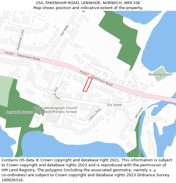 25A, FAKENHAM ROAD, LENWADE, NORWICH, NR9 5SE: Location map and indicative extent of plot