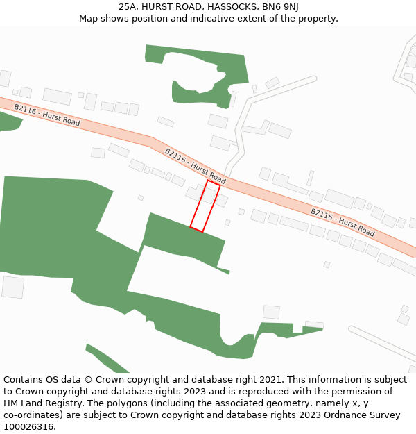 25A, HURST ROAD, HASSOCKS, BN6 9NJ: Location map and indicative extent of plot