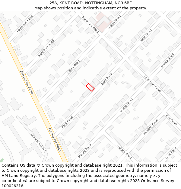 25A, KENT ROAD, NOTTINGHAM, NG3 6BE: Location map and indicative extent of plot