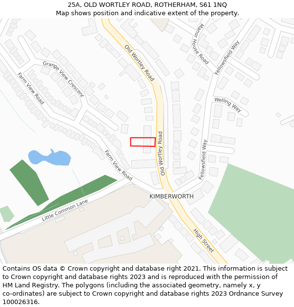 25A, OLD WORTLEY ROAD, ROTHERHAM, S61 1NQ: Location map and indicative extent of plot