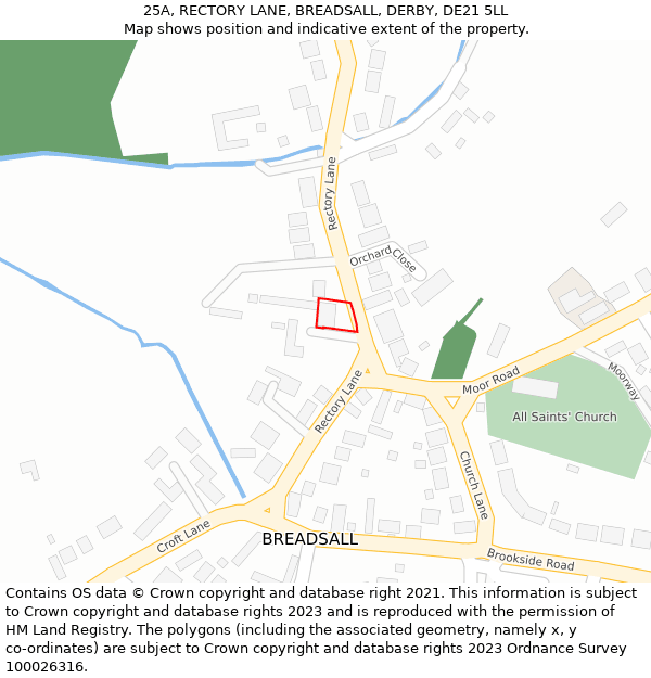 25A, RECTORY LANE, BREADSALL, DERBY, DE21 5LL: Location map and indicative extent of plot