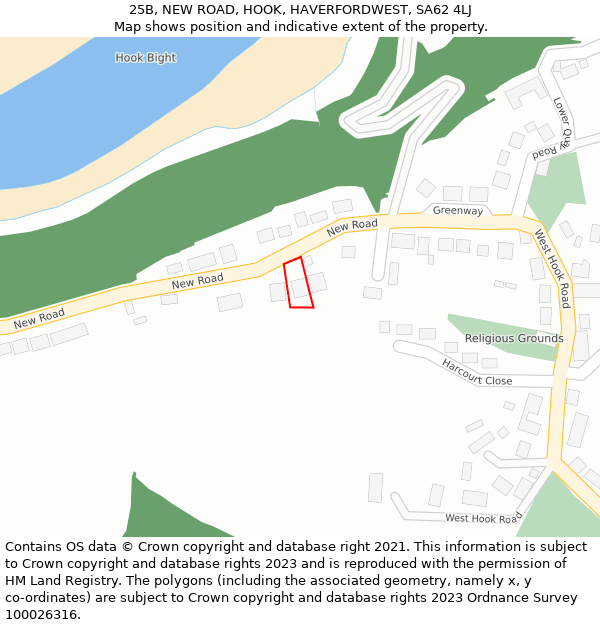 25B, NEW ROAD, HOOK, HAVERFORDWEST, SA62 4LJ: Location map and indicative extent of plot