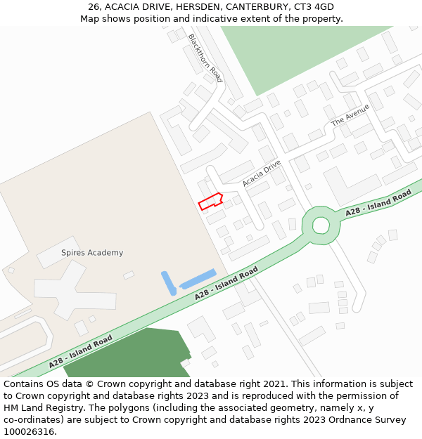 26, ACACIA DRIVE, HERSDEN, CANTERBURY, CT3 4GD: Location map and indicative extent of plot