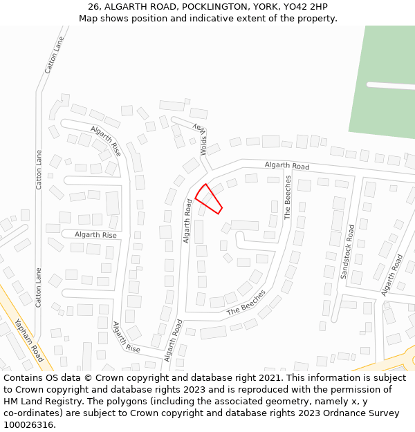 26, ALGARTH ROAD, POCKLINGTON, YORK, YO42 2HP: Location map and indicative extent of plot