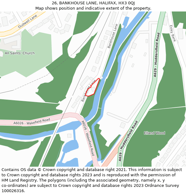 26, BANKHOUSE LANE, HALIFAX, HX3 0QJ: Location map and indicative extent of plot