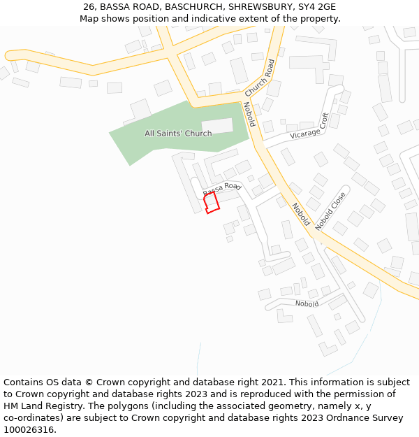 26, BASSA ROAD, BASCHURCH, SHREWSBURY, SY4 2GE: Location map and indicative extent of plot