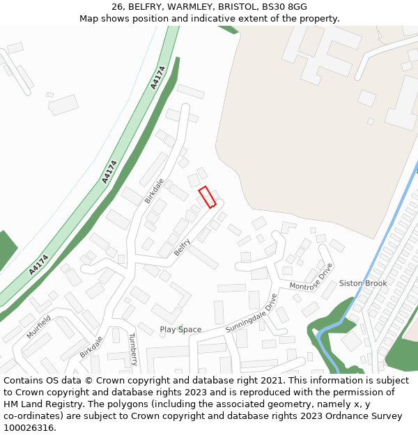 26, BELFRY, WARMLEY, BRISTOL, BS30 8GG: Location map and indicative extent of plot