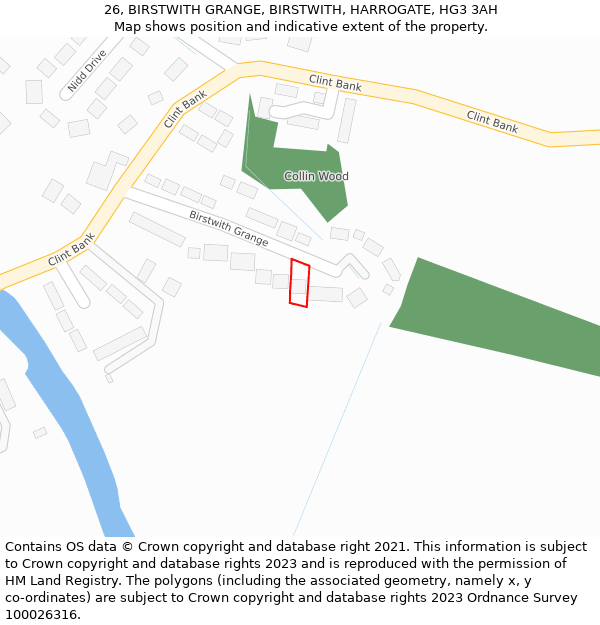 26, BIRSTWITH GRANGE, BIRSTWITH, HARROGATE, HG3 3AH: Location map and indicative extent of plot