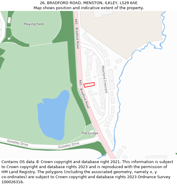 26, BRADFORD ROAD, MENSTON, ILKLEY, LS29 6AE: Location map and indicative extent of plot