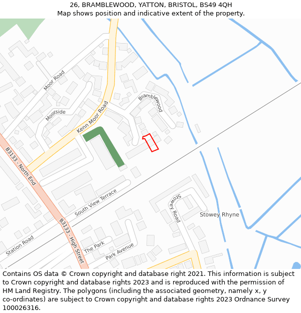26, BRAMBLEWOOD, YATTON, BRISTOL, BS49 4QH: Location map and indicative extent of plot