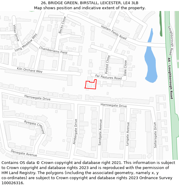 26, BRIDGE GREEN, BIRSTALL, LEICESTER, LE4 3LB: Location map and indicative extent of plot