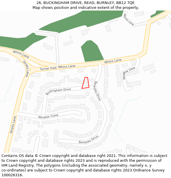 26, BUCKINGHAM DRIVE, READ, BURNLEY, BB12 7QE: Location map and indicative extent of plot