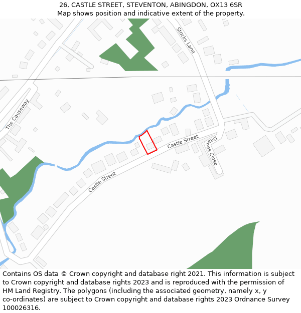 26, CASTLE STREET, STEVENTON, ABINGDON, OX13 6SR: Location map and indicative extent of plot