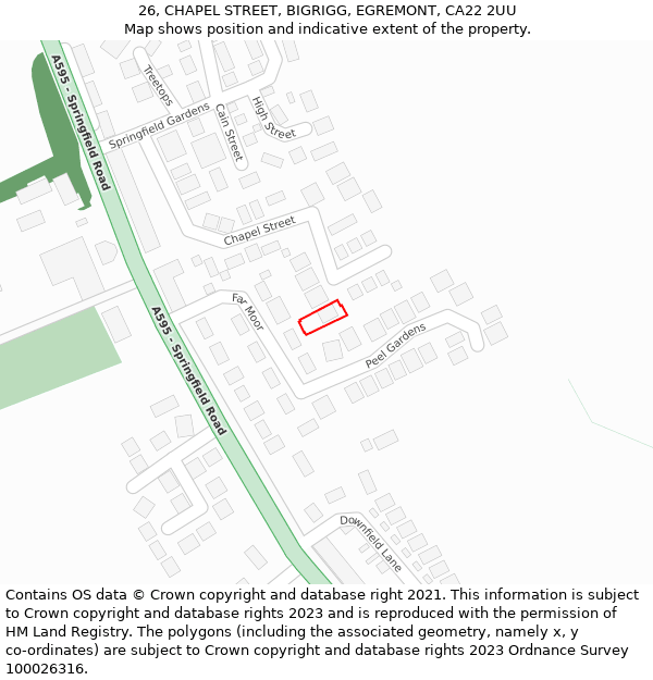 26, CHAPEL STREET, BIGRIGG, EGREMONT, CA22 2UU: Location map and indicative extent of plot