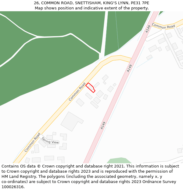 26, COMMON ROAD, SNETTISHAM, KING'S LYNN, PE31 7PE: Location map and indicative extent of plot