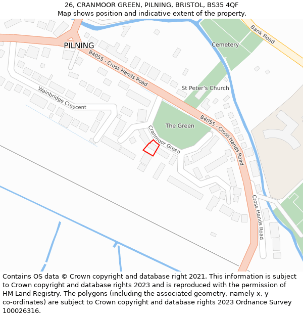 26, CRANMOOR GREEN, PILNING, BRISTOL, BS35 4QF: Location map and indicative extent of plot