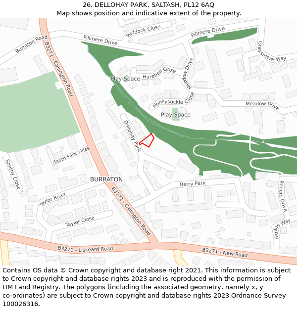 26, DELLOHAY PARK, SALTASH, PL12 6AQ: Location map and indicative extent of plot