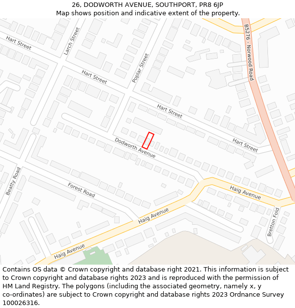 26, DODWORTH AVENUE, SOUTHPORT, PR8 6JP: Location map and indicative extent of plot