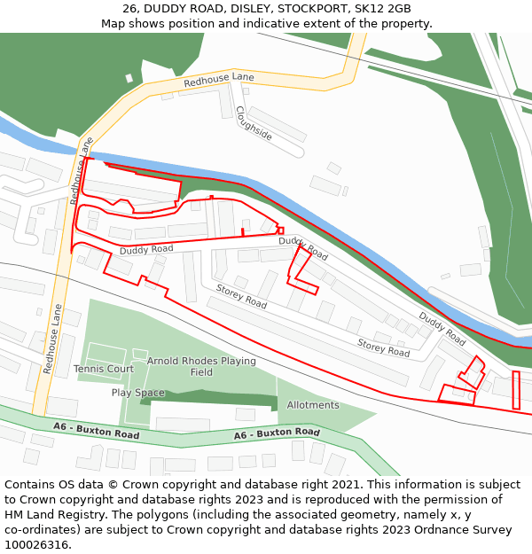 26, DUDDY ROAD, DISLEY, STOCKPORT, SK12 2GB: Location map and indicative extent of plot