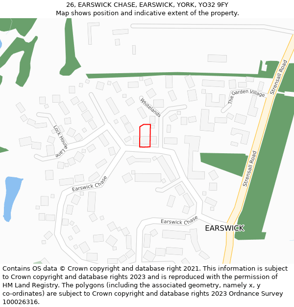 26, EARSWICK CHASE, EARSWICK, YORK, YO32 9FY: Location map and indicative extent of plot