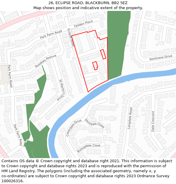 26, ECLIPSE ROAD, BLACKBURN, BB2 5EZ: Location map and indicative extent of plot