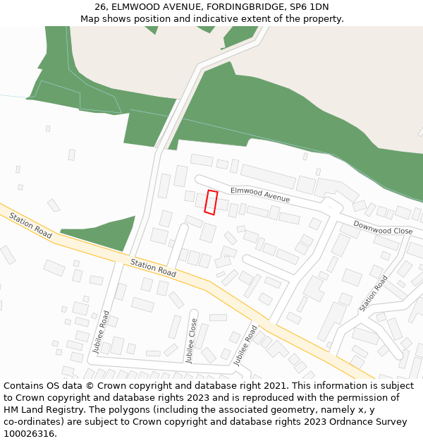 26, ELMWOOD AVENUE, FORDINGBRIDGE, SP6 1DN: Location map and indicative extent of plot