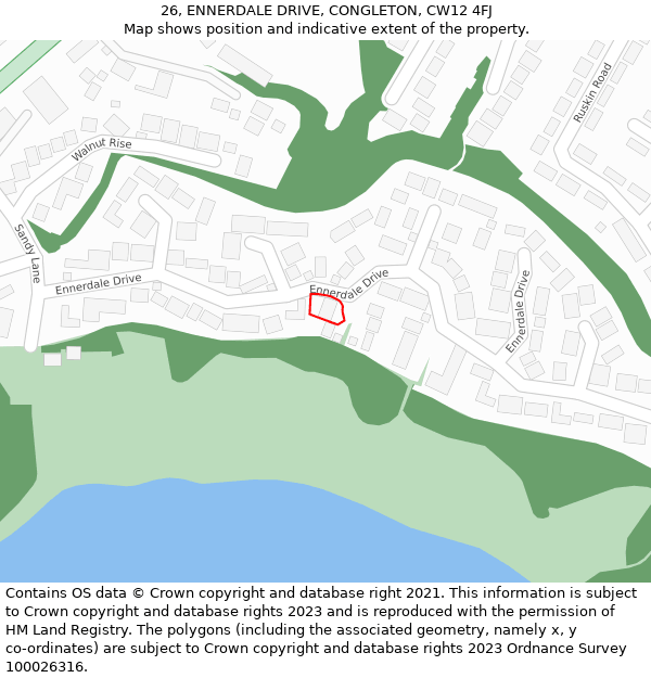 26, ENNERDALE DRIVE, CONGLETON, CW12 4FJ: Location map and indicative extent of plot