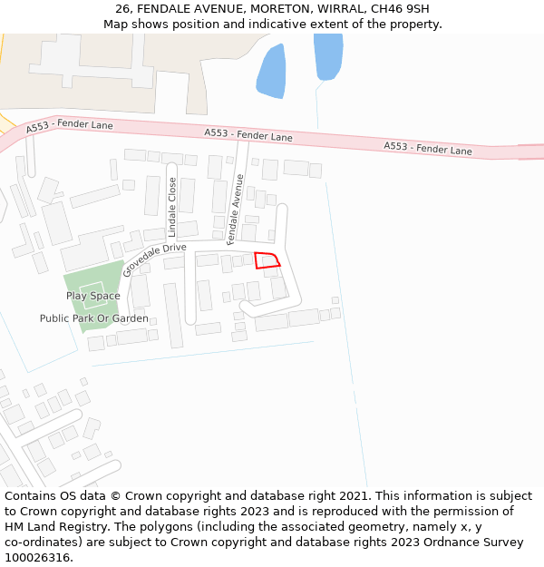 26, FENDALE AVENUE, MORETON, WIRRAL, CH46 9SH: Location map and indicative extent of plot