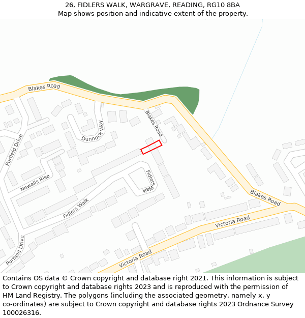 26, FIDLERS WALK, WARGRAVE, READING, RG10 8BA: Location map and indicative extent of plot