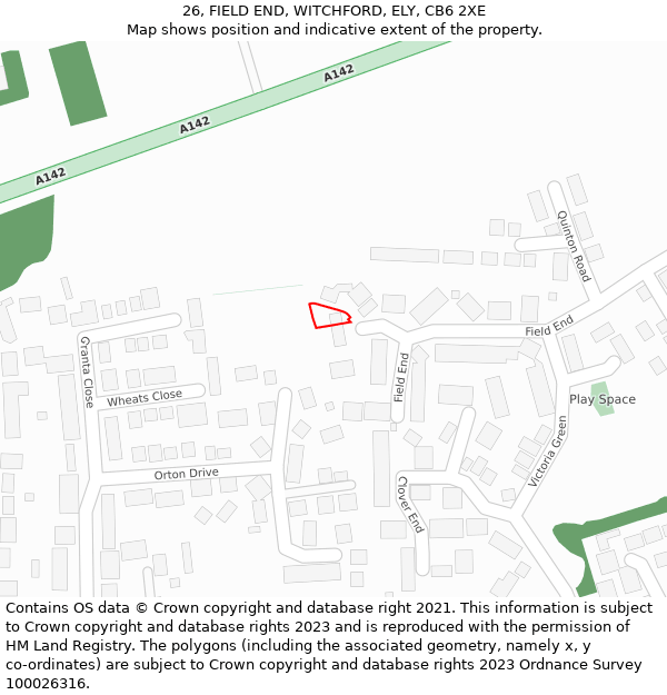 26, FIELD END, WITCHFORD, ELY, CB6 2XE: Location map and indicative extent of plot