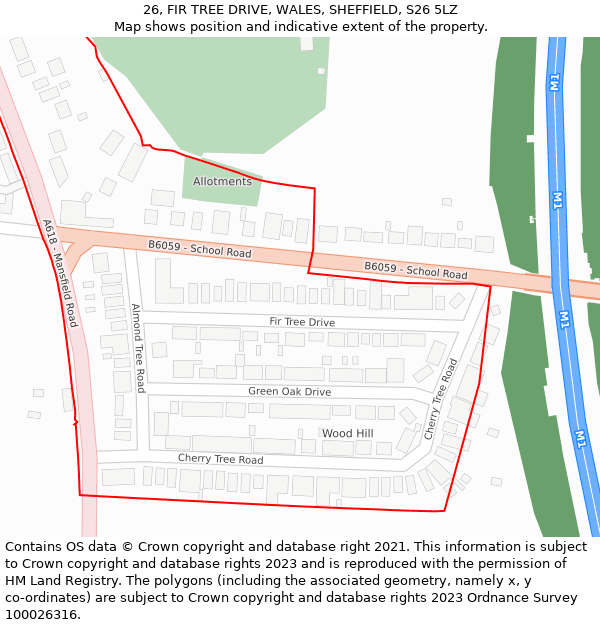 26, FIR TREE DRIVE, WALES, SHEFFIELD, S26 5LZ: Location map and indicative extent of plot