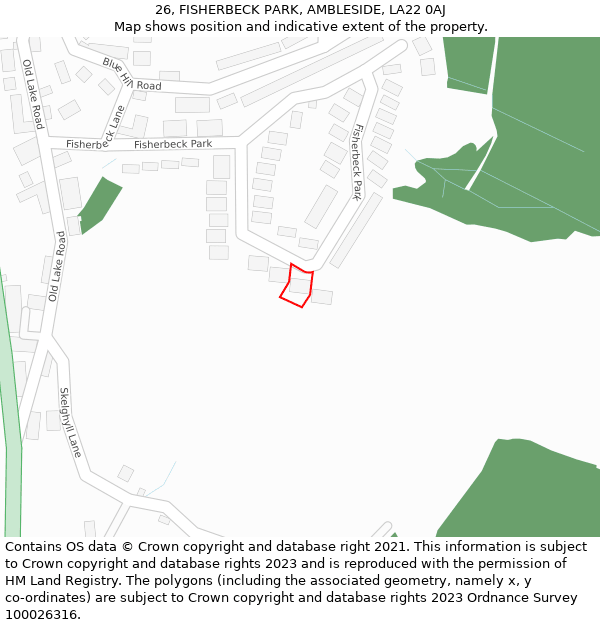 26, FISHERBECK PARK, AMBLESIDE, LA22 0AJ: Location map and indicative extent of plot