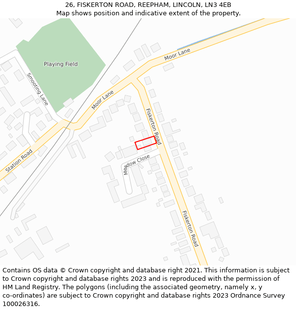 26, FISKERTON ROAD, REEPHAM, LINCOLN, LN3 4EB: Location map and indicative extent of plot