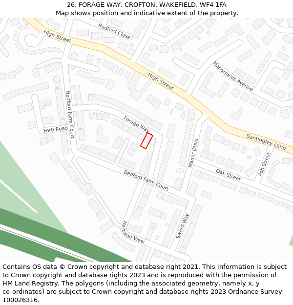 26, FORAGE WAY, CROFTON, WAKEFIELD, WF4 1FA: Location map and indicative extent of plot